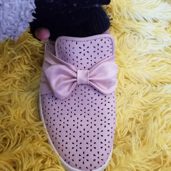 Mark Nason Pink Bow Leather Slip On Shoes - Picture 3 of 6